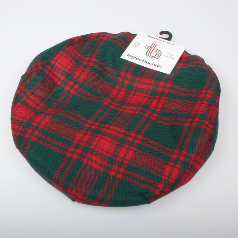 Pure Wool Golf Cap in Menzies Green Modern Tartan