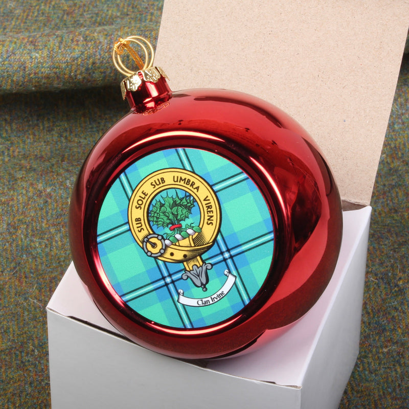 Irvine Clan Crest Christmas Bauble  - Large