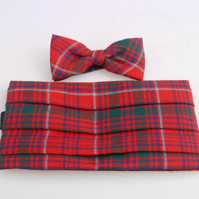 Cummerbund and Wing Collar Bow Tie set in Grant Modern Tartan