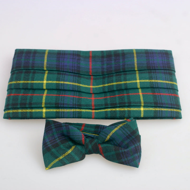 Cummerbund and Wing Collar Bow Tie set in Stewart Hunting Modern Tartan