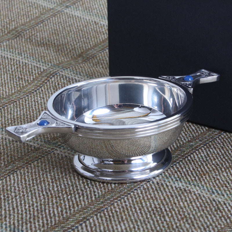 Clan Crest Engraved Pewter Gem Handle Quaich