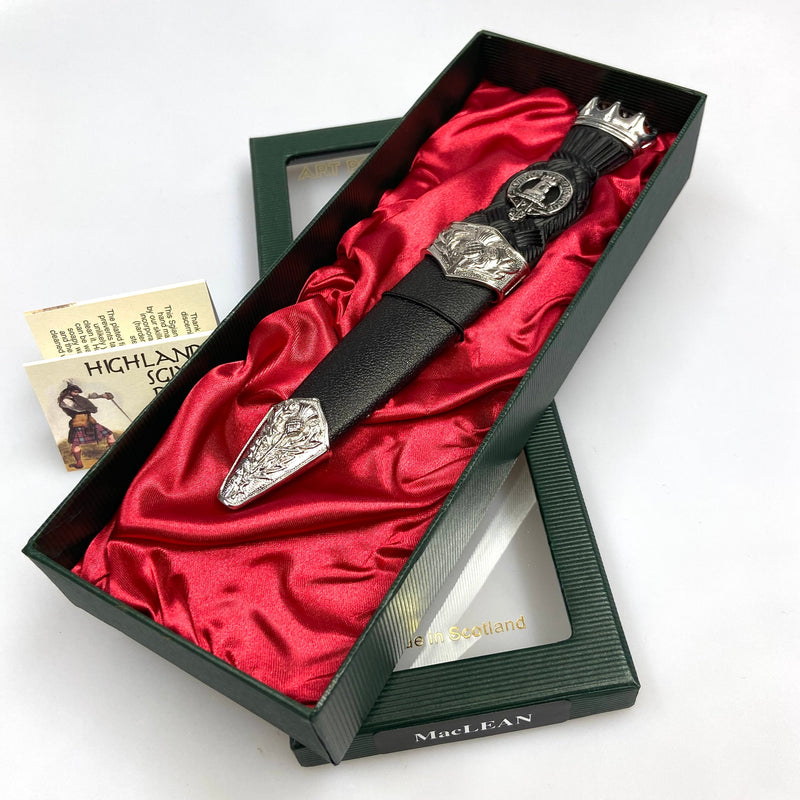MacLean Clan Crest Stone Top Thistle Design Sgian Dubh