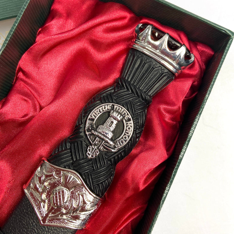 MacLean Clan Crest Stone Top Thistle Design Sgian Dubh