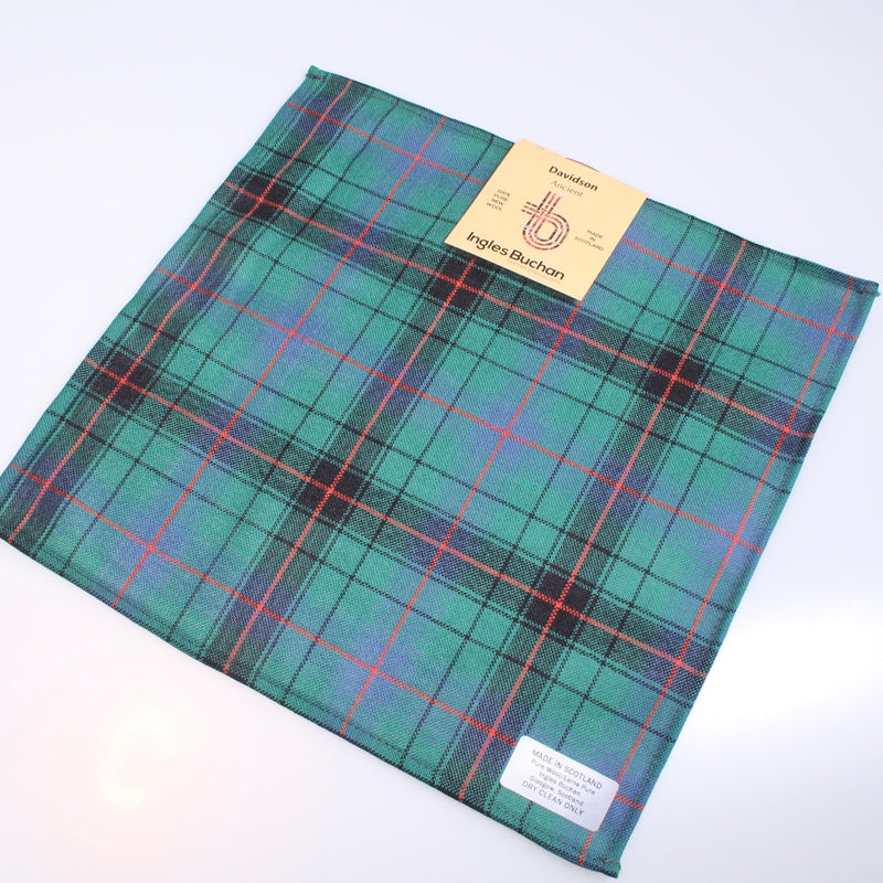 Wool Tartan Pocket Square in Davidson Ancient Tartan