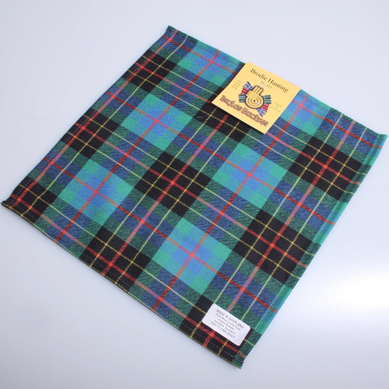 Wool Tartan Pocket Square in Brodie Hunting Ancient Tartan