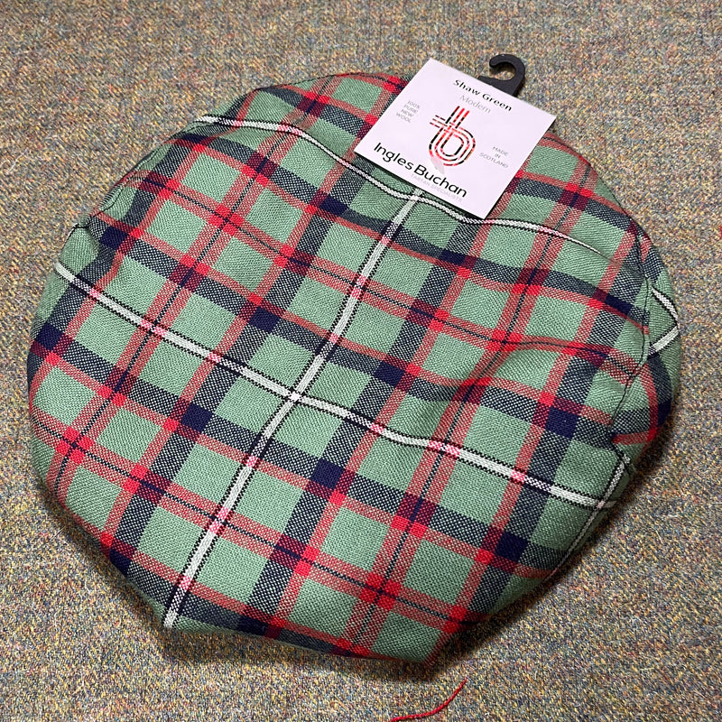 Pure Wool Golf Cap in Shaw Green Modern Tartan