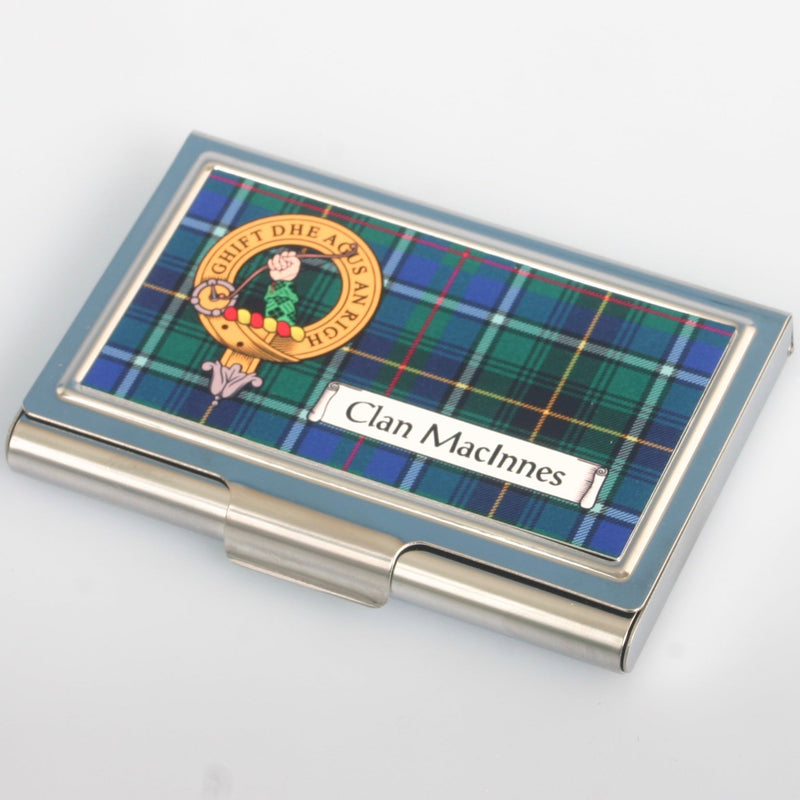 MacInnes Clan Crest and Tartan Business Card Case