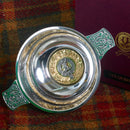 Colquhoun Clan Crest Quaich with Gold Trim