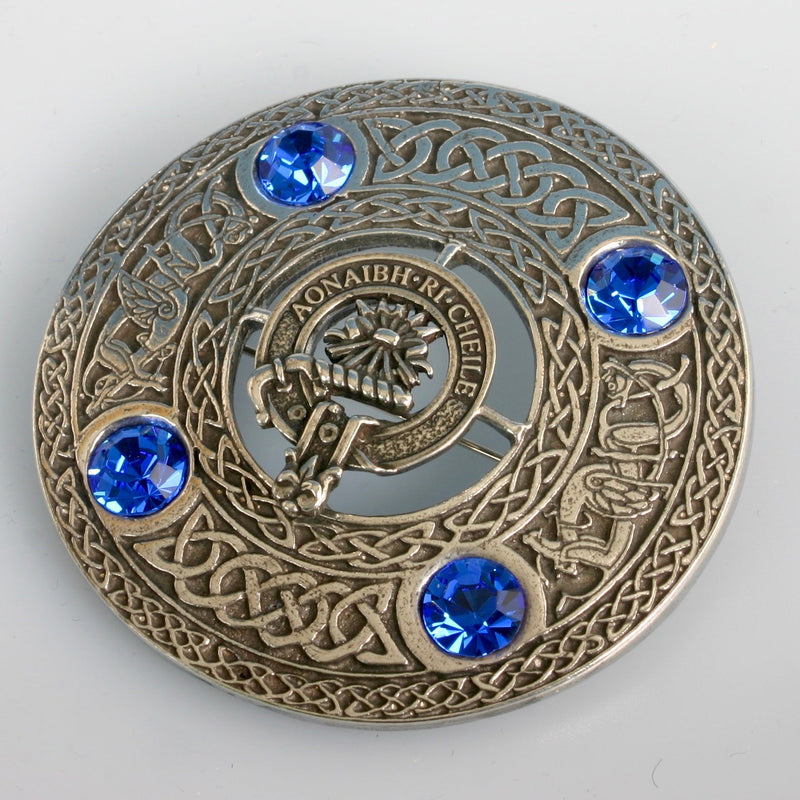 Cameron Clan Crest Pewter Plaid Brooch