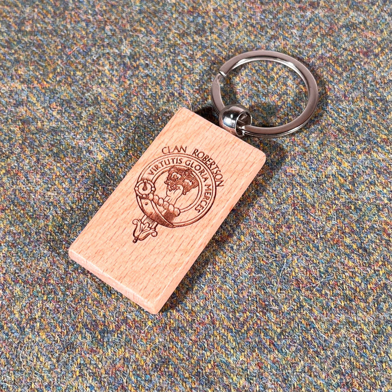 Robertson Clan Crest Wooden Keyring