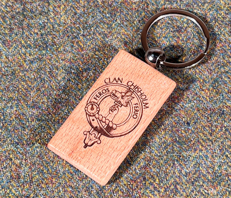 Chisholm Clan Crest Wooden Keyring