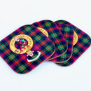MacLennan Clan Crest and Tartan Wooden Coaster 4 Pack