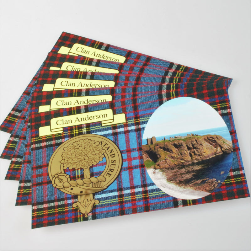 Anderson Clan Crest and Tartan Postcard 5 pack (to clear)