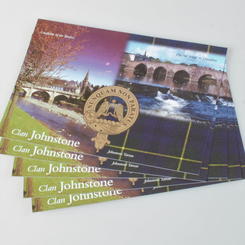 Johnstone Clan Crest and Tartan Postcard 5 pack (to clear)