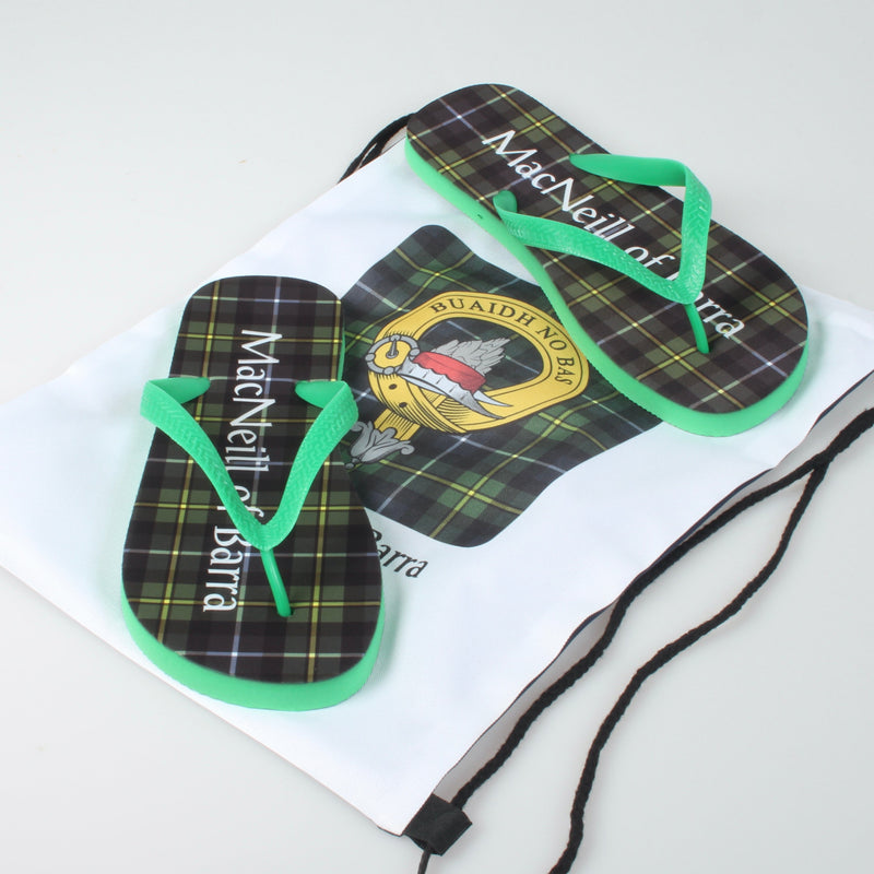 MacNeil of Barra Tartan Flip Flops With Matching Bag