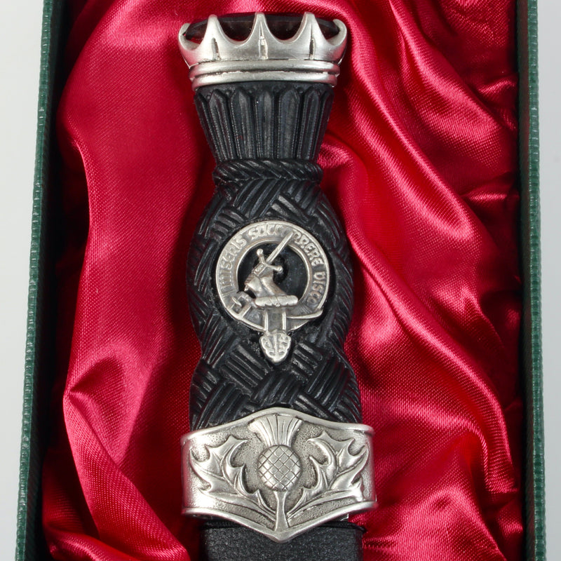 MacMillan Clan Crest Stone Top Thistle Design Sgian Dubh