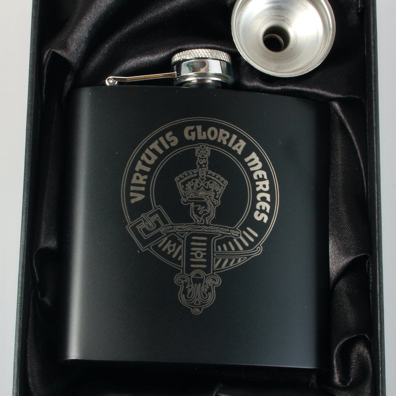 Robertson 6oz Engraved Clan Crest Hip Flask