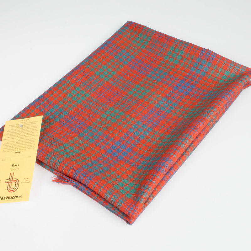 Ross Red Ancient Wool Tartan Shawl