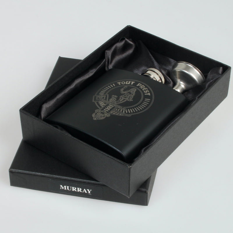 Murray 6oz Engraved Clan Crest Hip Flask