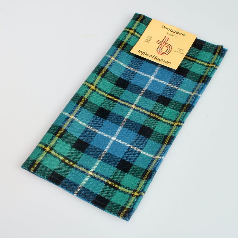 Wool Tartan Pocket Square in MacNeil of Barra Ancient Tartan.