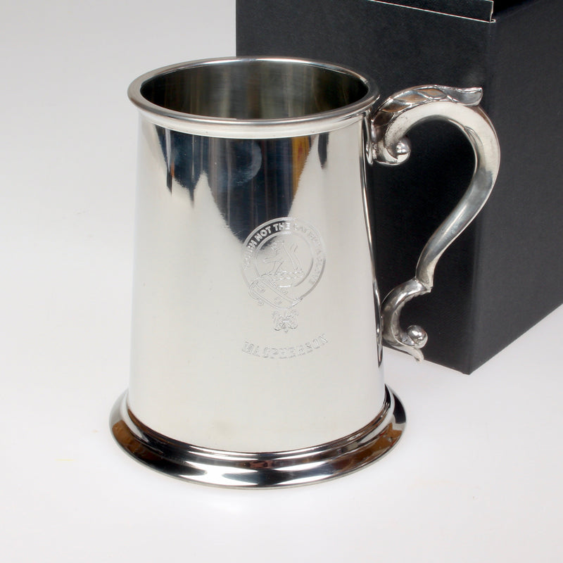 MacPherson Clan Crest Engraved Pewter Tankard