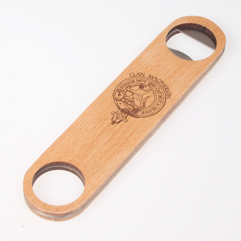 MacPherson Clan Crest Engraved Wooden Bottle Opener