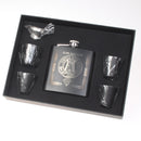 MacLean Clan Crest engraved 6oz Matt Black Hip Flask Gift Set with Cups and Funnel