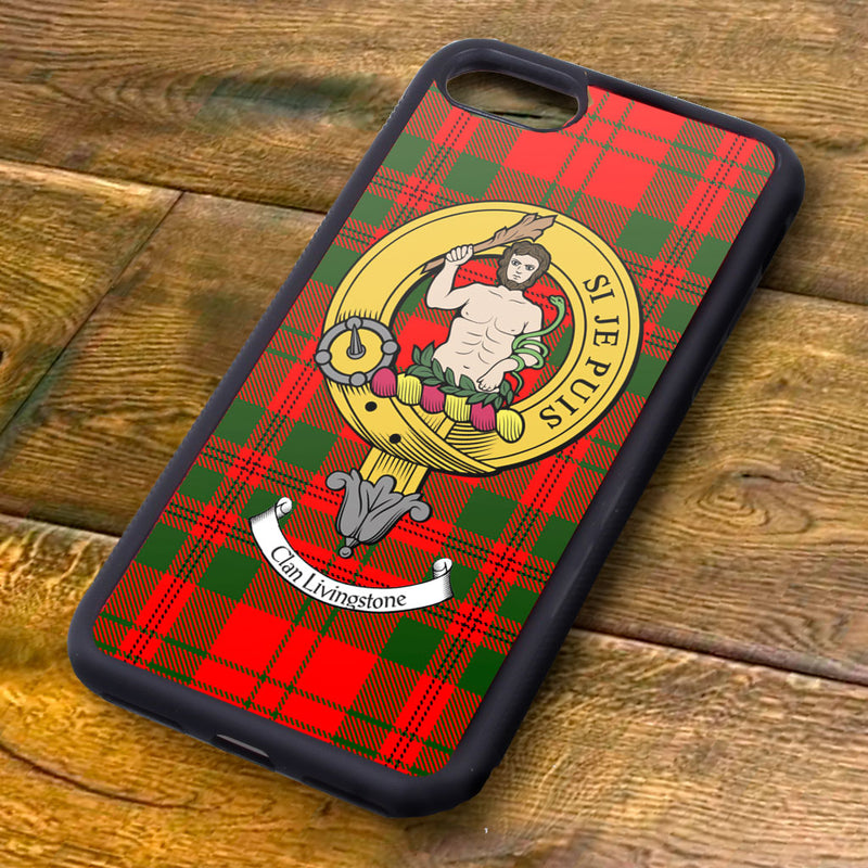 Livingstone Tartan and Clan Crest iPhone Rubber Case