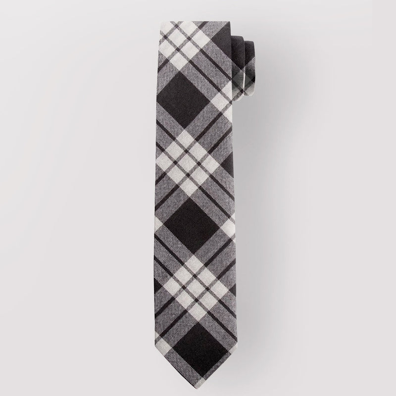 Pure Wool Tie in MacFarlane Black & White Tartan.