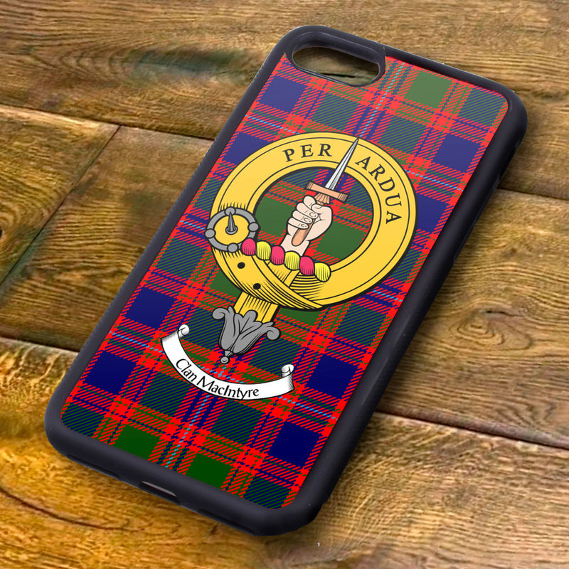 Macintyre Tartan and Clan Crest iPhone Rubber Case