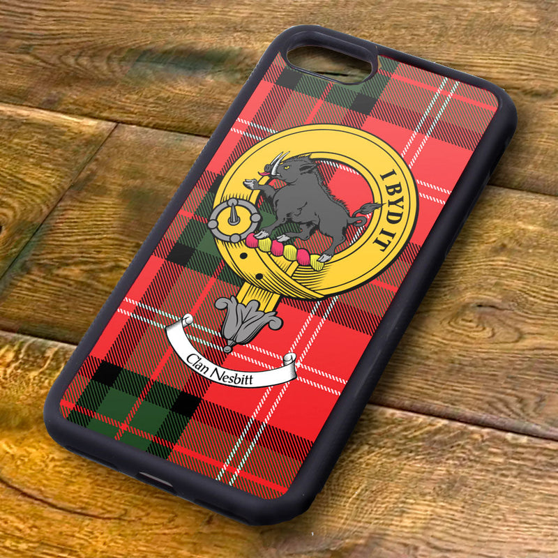 Nesbit Tartan and Clan Crest iPhone Rubber Case