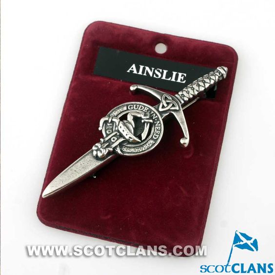 Clan Crest Pewter Kilt Pin with Ainslie Crest