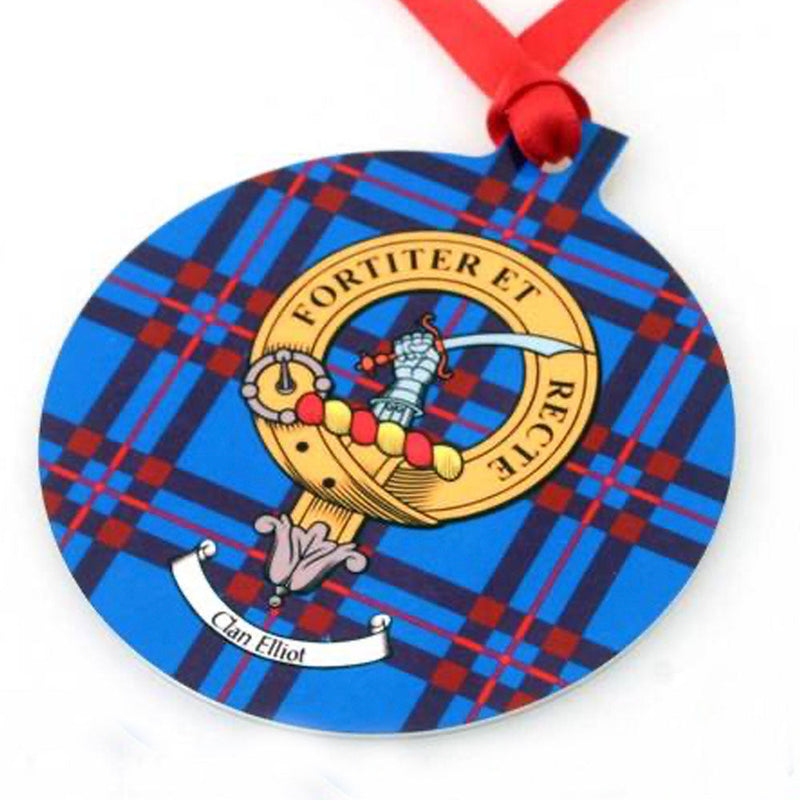 Clan Crest and Tartan Metal Christmas Ornament - 6 Styles Available