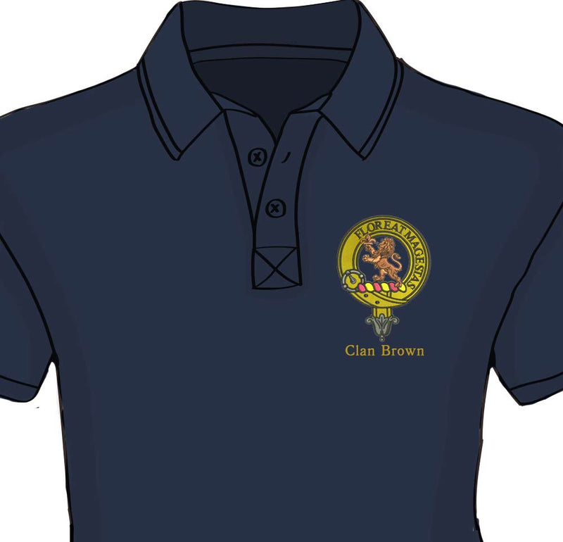 Brown Clan Crest Embroidered Polo