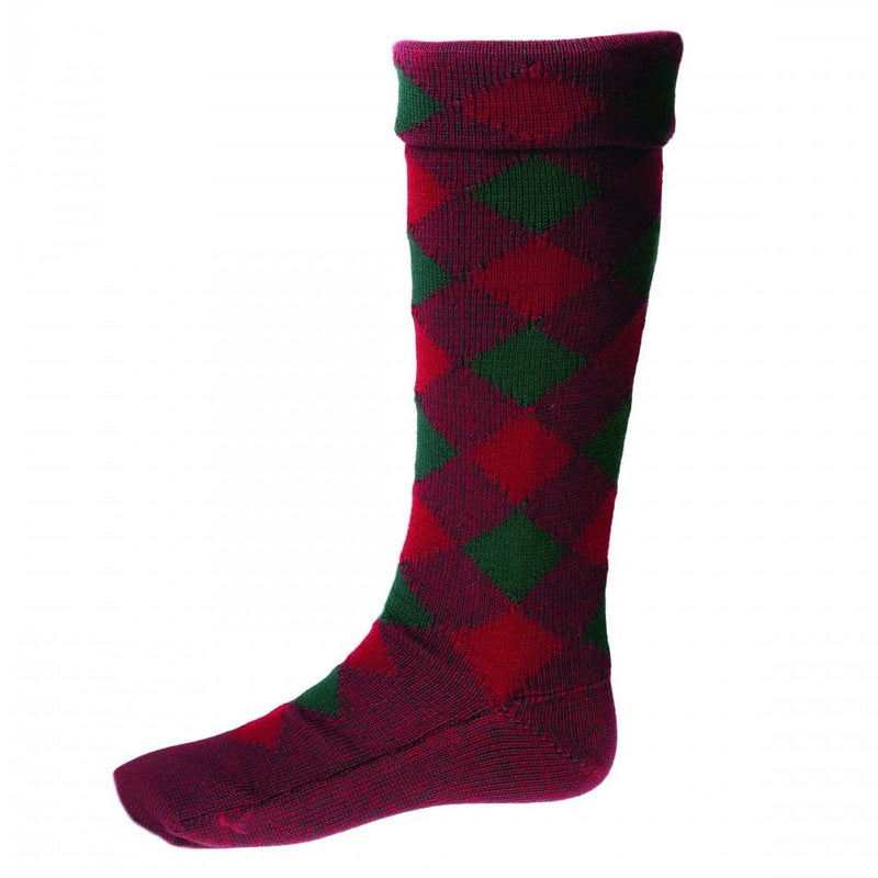 Diced Hose ~ Burgundy & Tartan Green