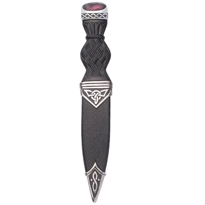 Celtic Polished Sgian Dubh With Stone Top