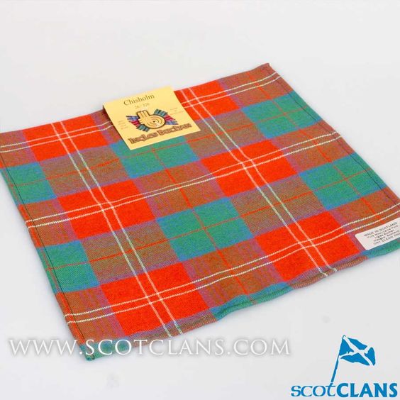 Wool Tartan Pocket Square in Chisholm Ancient Tartan