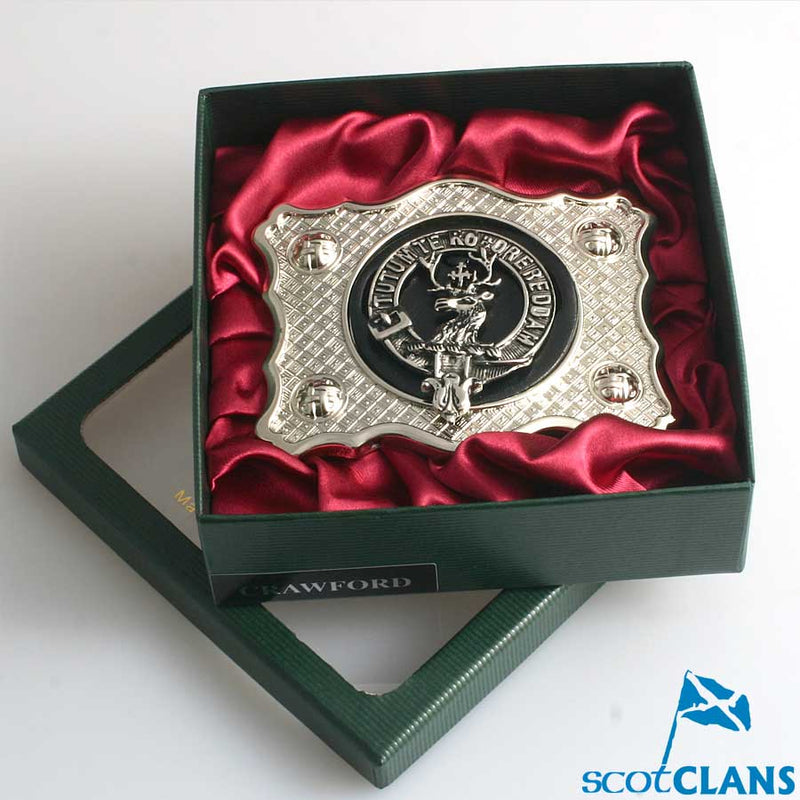 Crawford Pewter Clan Crest Buckle For Kilt Belts