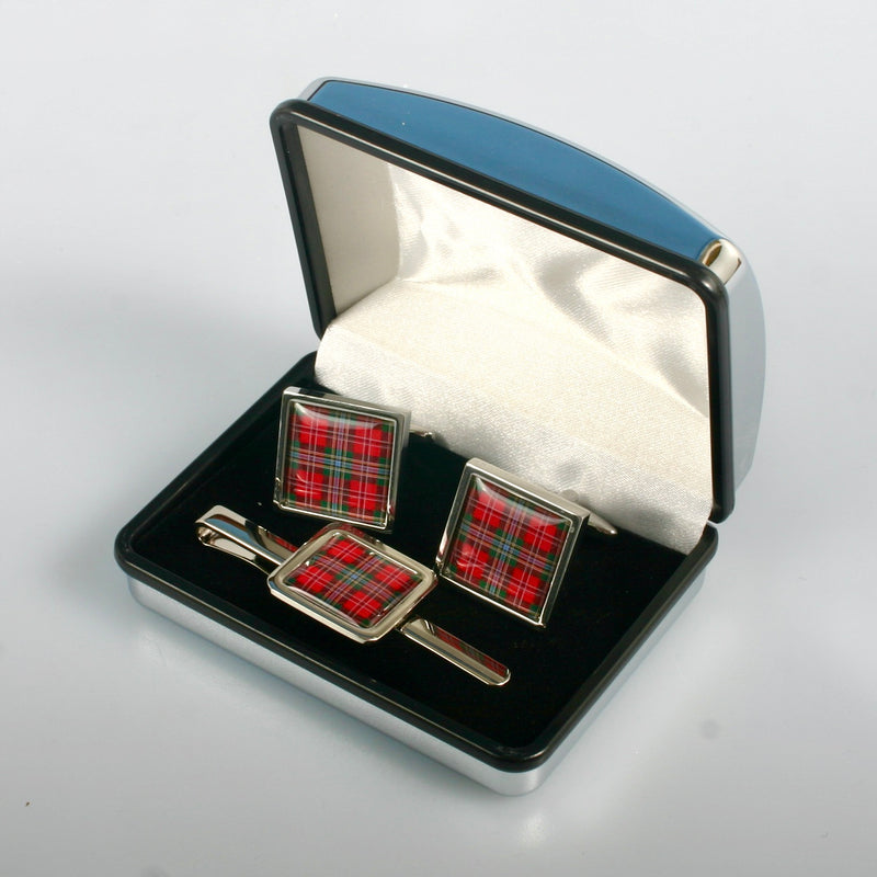 Tartan Cufflinks & Slide Set - Square