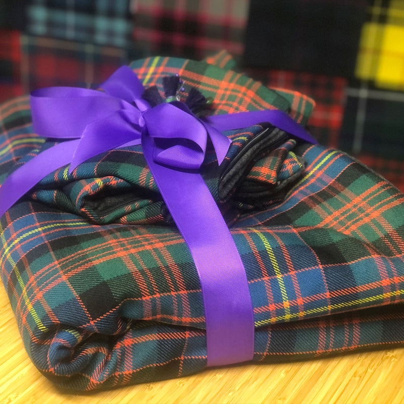 Fleece lined Tartan Throw and Three Cushion Cover Set