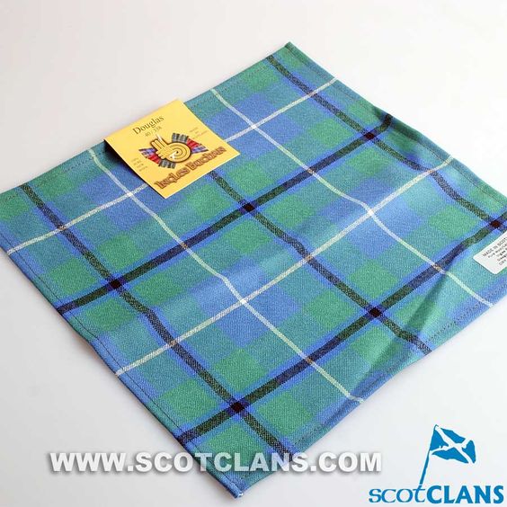 Wool Tartan Pocket Square in Douglas Ancient Tartan