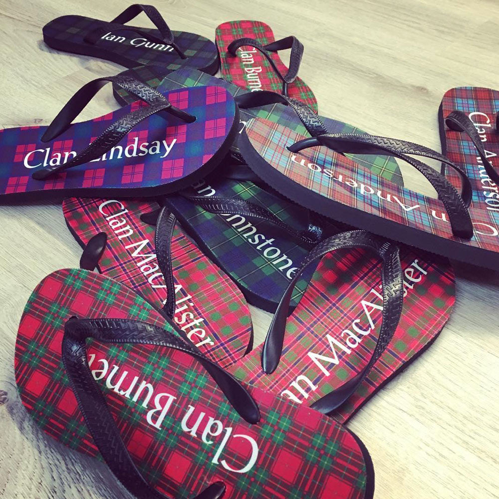 Tartan Flip Flops With Matching Bag