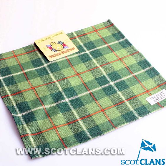 Wool Tartan Pocket Square in Galloway Hunting Tartan