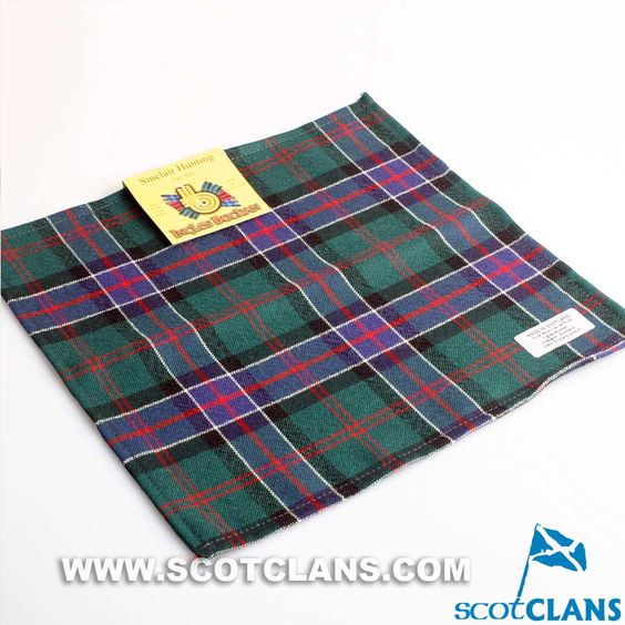 Wool Tartan Pocket Square in Sinclair Hunting Modern Tartan