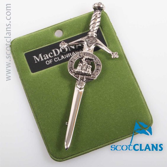 Clan Crest Pewter Kilt Pin with MacDonald of Clanranald Crest