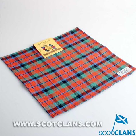 Wool Tartan Pocket Square in MacNaughton Ancient Tartan.