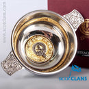 Strachan Clan Crest Quaich with Gold Trim