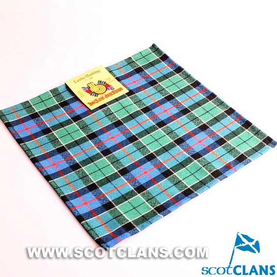 Wool Tartan Pocket Square in Leslie Hunting Ancient Tartan