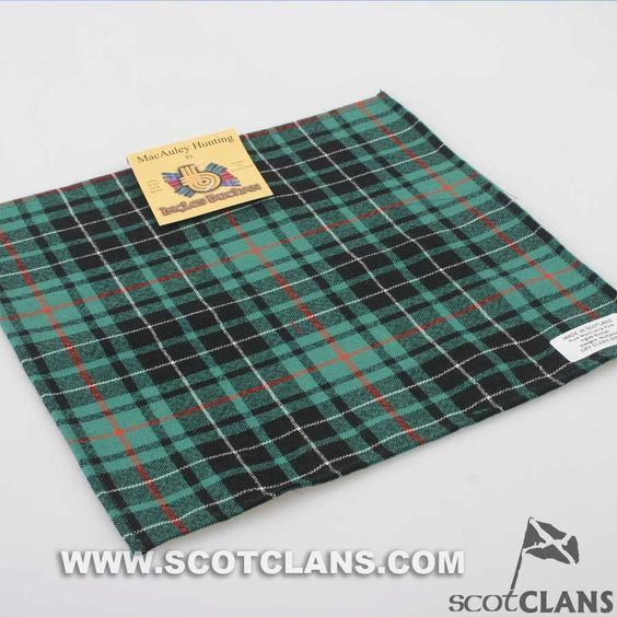 Wool Tartan Pocket Square in MacAulay Hunting Ancient Tartan