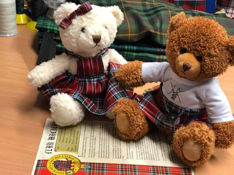 Wee Morag and Callum Ancestral Bears in the MacBean Modern Tartan